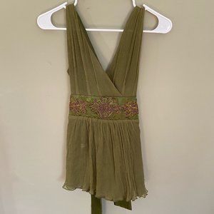 Sugar Lips Gauzy Green Sleeveless Shirt